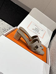 Colestore Hermès Oasis High Heel Slide Sandal Taupe-Gray - 5