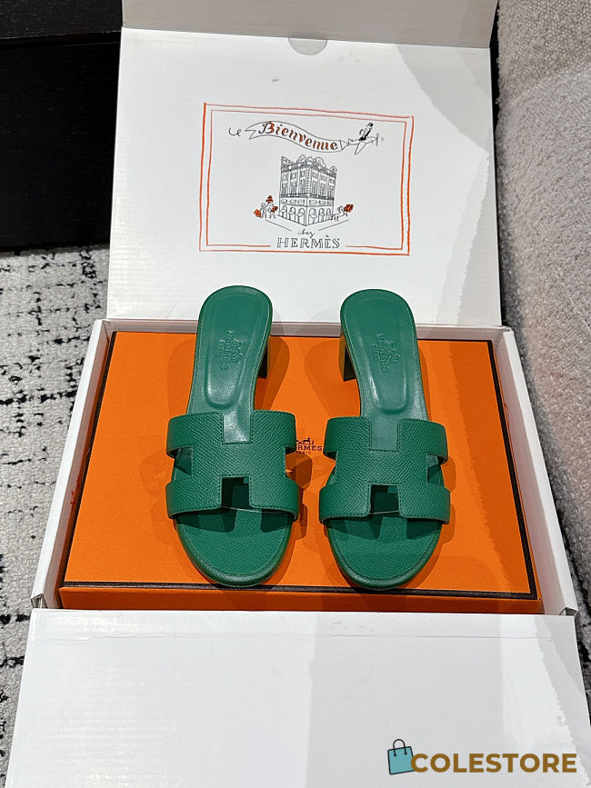 Colestore Hermès Oasis High Heel Slide Sandal Vert Oyat - 1