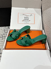 Colestore Hermès Oasis High Heel Slide Sandal Vert Oyat - 6
