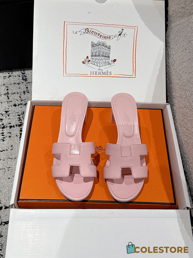 Colestore Hermès Oasis High Heel Slide Sandal Rose Cancan - 1