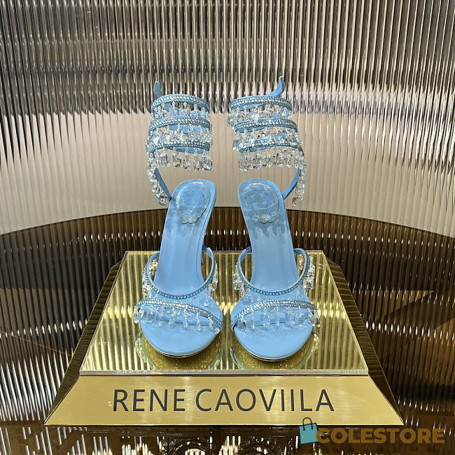 Colestore Rene Caovilla Spiral Crystal-Drop Blue Sandals / Heels - 1