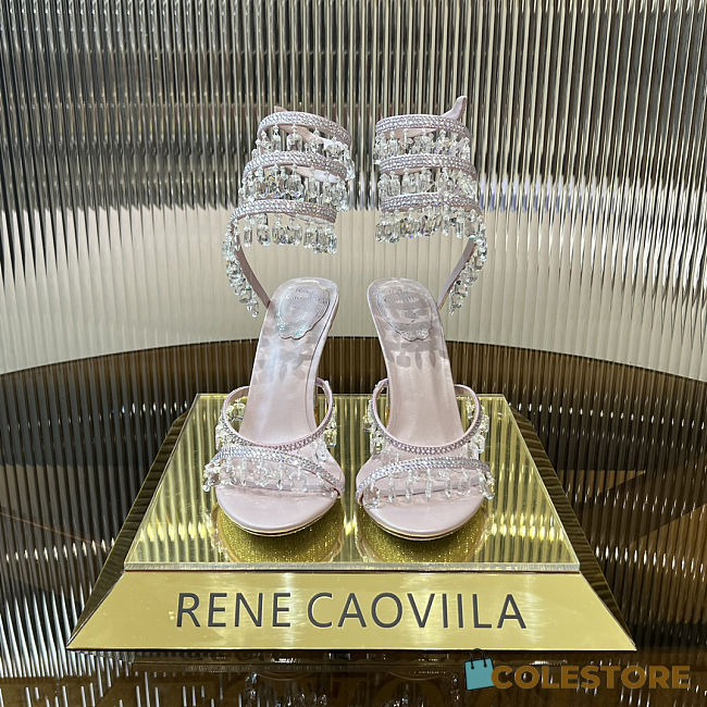 Colestore Rene Caovilla Spiral Crystal-Drop Light Pink Sandals / Heels - 1