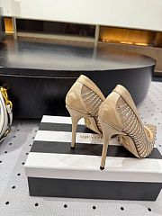 Colestore Aquazzura Mayor Crystal Mesh Beige Pumps - 6