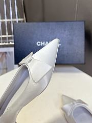Colestore Chanel White Satin Pointed Flats with A Bow - 6