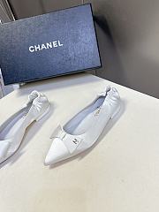Colestore Chanel White Satin Pointed Flats with A Bow - 5