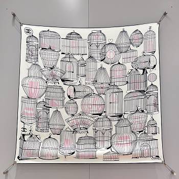 Colestore Chanel Square Scarf - Silk Twill - Light Pink, Pink & Black