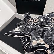 Colestore Chanel Square Scarf - Silk Twill - Black, White and Beige - 5