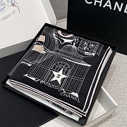 Colestore Chanel Square Scarf - Silk Twill - Black, White and Beige - 4
