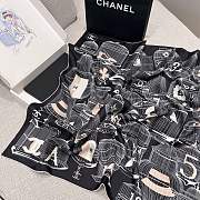 Colestore Chanel Square Scarf - Silk Twill - Black, White and Beige - 3
