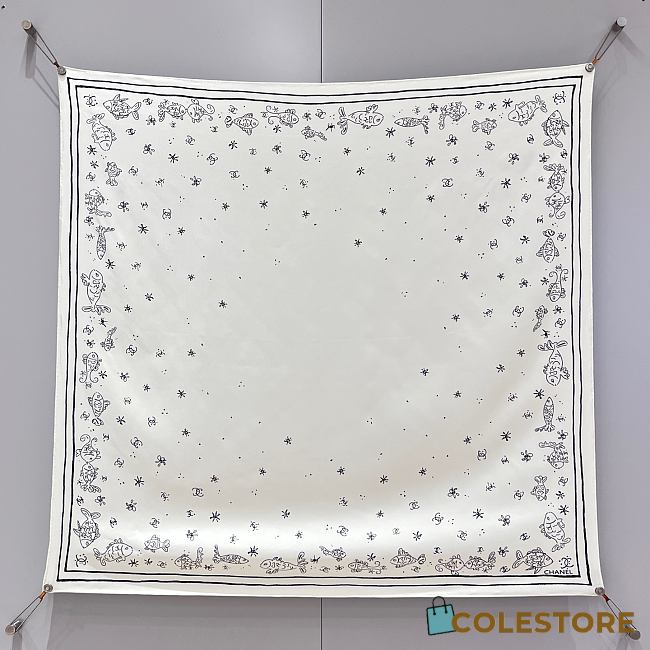 Colestore Chanel Underwater Paradise Ivory Beigee Scarf 90x90cm - 1