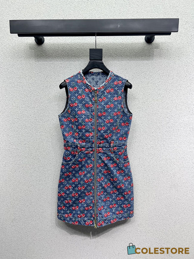 Colestore Louis Vuitton Monogram Denim Cherry Dress - 1
