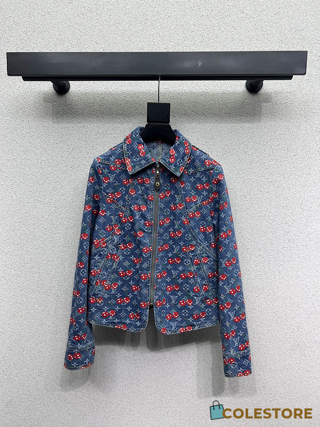 Colestore Louis Vuitton Cherry Denim Zip-Up Jacket - 1
