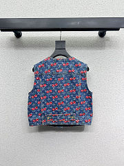 Colestore Louis Vuitton Sleeveless Monogram Cherry Denim Jacket  - 6