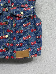 Colestore Louis Vuitton Sleeveless Monogram Cherry Denim Jacket  - 5