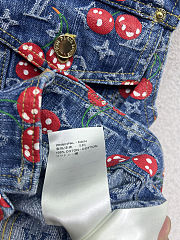 Colestore Louis Vuitton Sleeveless Monogram Cherry Denim Jacket  - 4