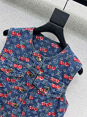 Colestore Louis Vuitton Sleeveless Monogram Cherry Denim Jacket  - 3