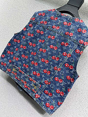 Colestore Louis Vuitton Sleeveless Monogram Cherry Denim Jacket  - 2