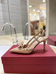 Colestore Valentino Garavani Rockstud Patent-Leather Bow Slingback Pump Beige - 2