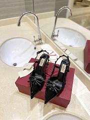 Colestore Valentino Garavani Rockstud Patent-Leather Bow Slingback Pump Black - 1