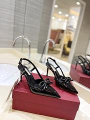 Colestore Valentino Garavani Rockstud Patent-Leather Bow Slingback Pump Black - 5