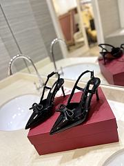Colestore Valentino Garavani Rockstud Patent-Leather Bow Slingback Pump Black - 4