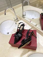 Colestore Valentino Garavani Rockstud Patent-Leather Bow Slingback Pump Black - 3