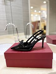 Colestore Valentino Garavani Rockstud Patent-Leather Bow Slingback Pump Black - 2