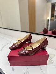 Colestore Valentino Garavani VLogo Signature 60 Leather Mary Jane Pumps Burgundy - 4