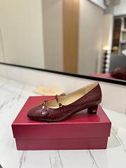 Colestore Valentino Garavani VLogo Signature 60 Leather Mary Jane Pumps Burgundy - 3