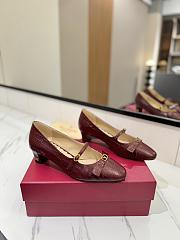 Colestore Valentino Garavani VLogo Signature 60 Leather Mary Jane Pumps Burgundy - 2