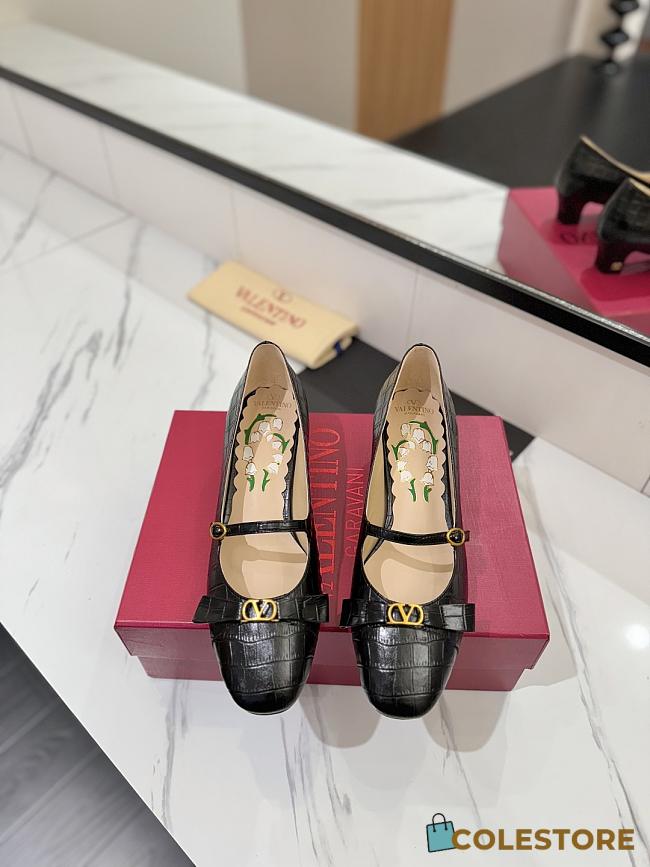 Colestore Valentino Garavani VLogo Signature 60 Leather Mary Jane Pumps Black - 1