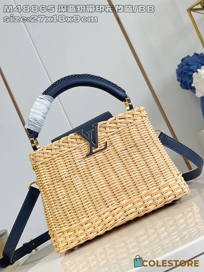 Colestore Louis Vuitton Capucines BB Rattan and Cowhide Navy Blue 18 x 27 x 9 cm - 1