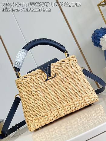 Colestore Louis Vuitton Capucines BB Rattan and Cowhide Navy Blue 18 x 27 x 9 cm