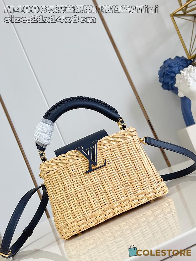 Colestore Louis Vuitton Capucines Mini Rattan and Cowhide Navy Blue  21x13.6x8cm - 1