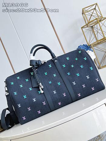 Colestore Louis Vuitton Keepall Bandoulière 50 Gradient Blue Blason Denim 29x23x50cm