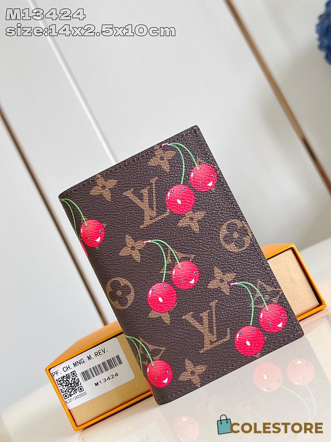 Colestore LV x TM Passport Cover Monogram Cherry Coated Canvas 14x2x10cm - 1