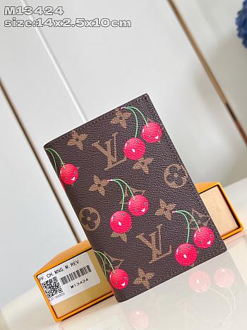 Colestore LV x TM Passport Cover Monogram Cherry Coated Canvas 14x2x10cm