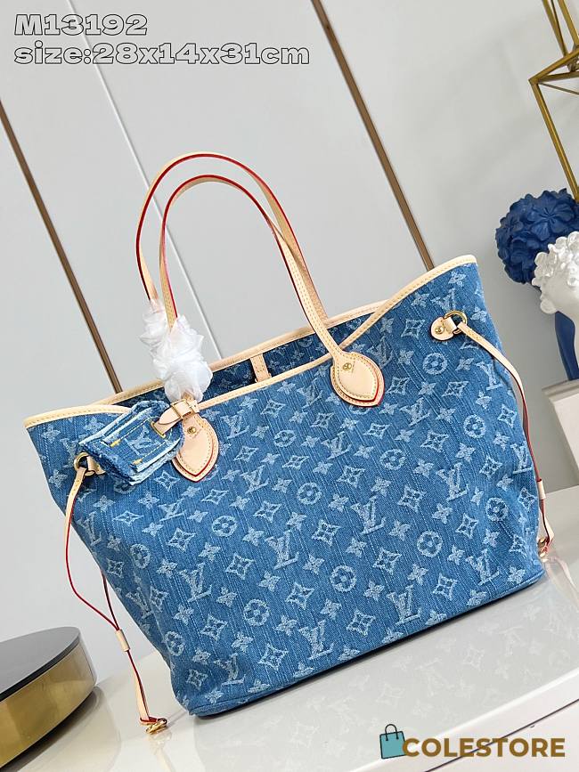 Colestore Louis Vuitton Neverfull MM Denim Blue 28x14x31cm - 1