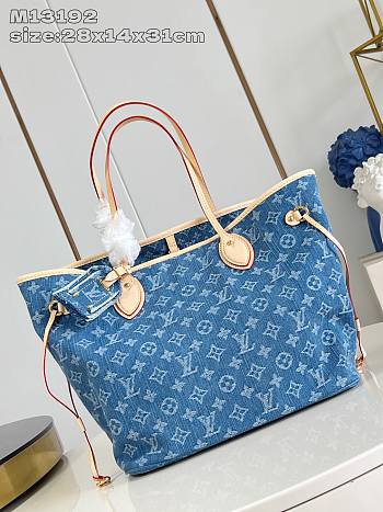 Colestore Louis Vuitton Neverfull MM Denim Blue 28x14x31cm