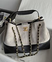 Colestore Chanel Small Tote Suede Calfskin, Shiny Lambskin & Gold-Tone Metal, Gray & Black 36x24x12cm - 1