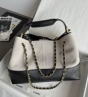 Colestore Chanel Small Tote Suede Calfskin, Shiny Lambskin & Gold-Tone Metal, Gray & Black 36x24x12cm - 6
