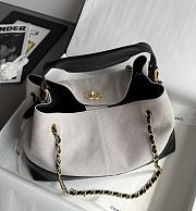 Colestore Chanel Small Tote Suede Calfskin, Shiny Lambskin & Gold-Tone Metal, Gray & Black 36x24x12cm - 2