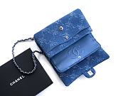 Colestore Chanel Blue Bleached Chain Printed Denim Medium Classic Double Flap 25.5x15.5x6.5cm - 6
