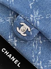 Colestore Chanel Blue Bleached Chain Printed Denim Medium Classic Double Flap 25.5x15.5x6.5cm - 5