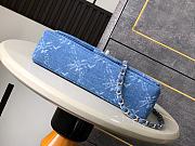 Colestore Chanel Blue Bleached Chain Printed Denim Medium Classic Double Flap 25.5x15.5x6.5cm - 3