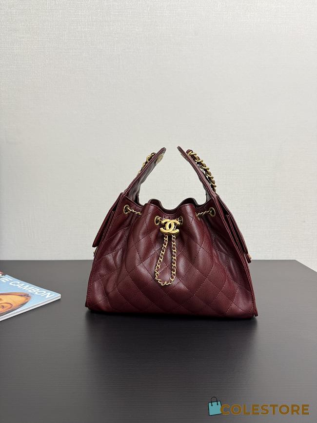 Colestore Chanel 25 Small Handbag Grained Calfskin & Gold-Tone Metal Burgundy 30x26x14cm - 1