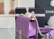 Colestore Chanel Le Boy Bolsa Med Boy Purple Caviar 25x15x9cm - 5