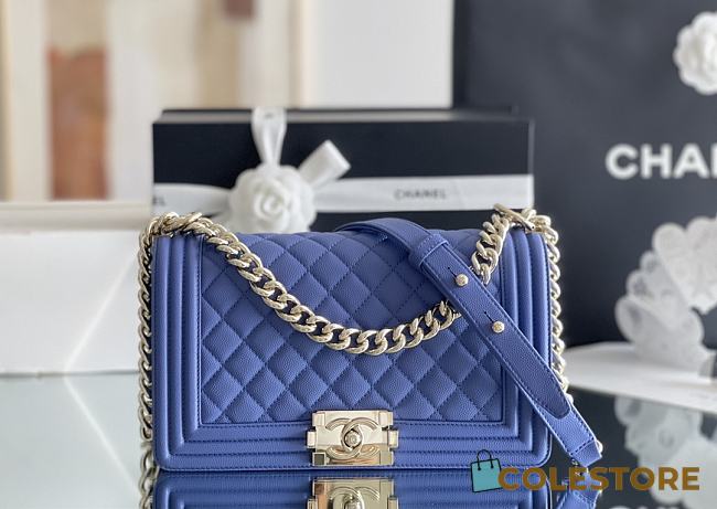 Colestore Chanel Le Boy Bolsa Med Boy Cobalt Caviar 25x15x9cm - 1
