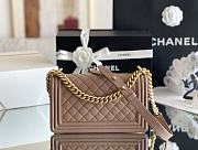 Colestore Chanel Le Boy Bolsa Med Boy Dark Beige Caviar 25x15x9cm - 6