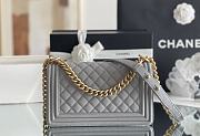 Colestore Chanel Le Boy Bolsa Med Boy Gray Caviar 25x15x9cm - 3